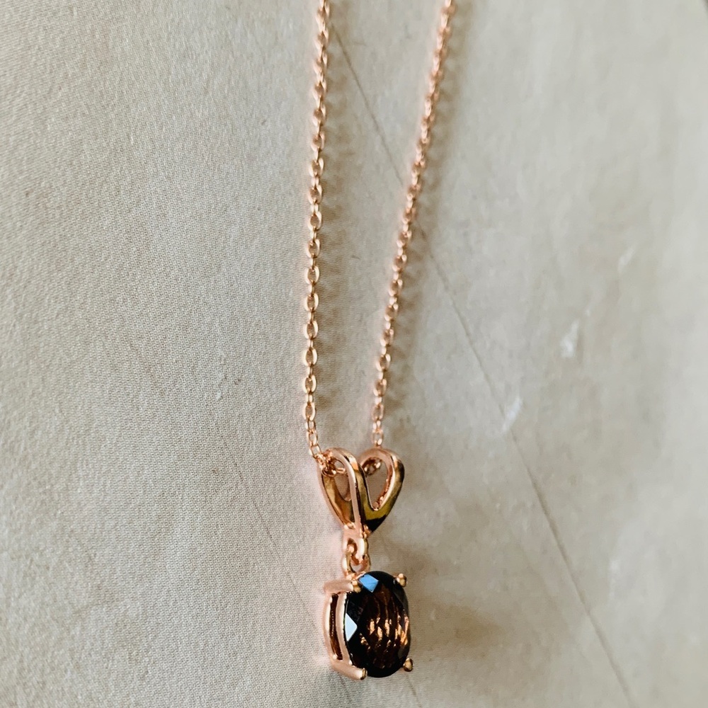 Levian Rose Gold Necklace with Dark Brown/Black Stone